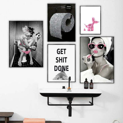 Custom Elegant Nude Canvas Art for a Luxurious Bathroom Retreat - Très Elite