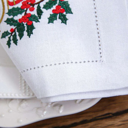 Custom Embroidered Festive Monogram Christmas Table Linen Collection - Très Elite