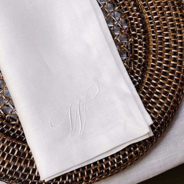 Custom Embroidered Linen Napkin Set - Luxurious Monogrammed Elegance for Any Event