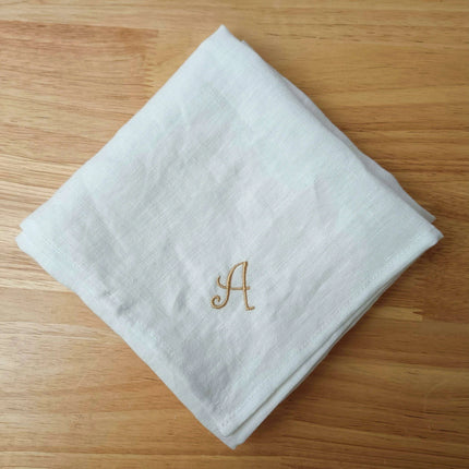 Custom Embroidered Linen Napkin Set - Luxurious Monogrammed Elegance for Any Event..