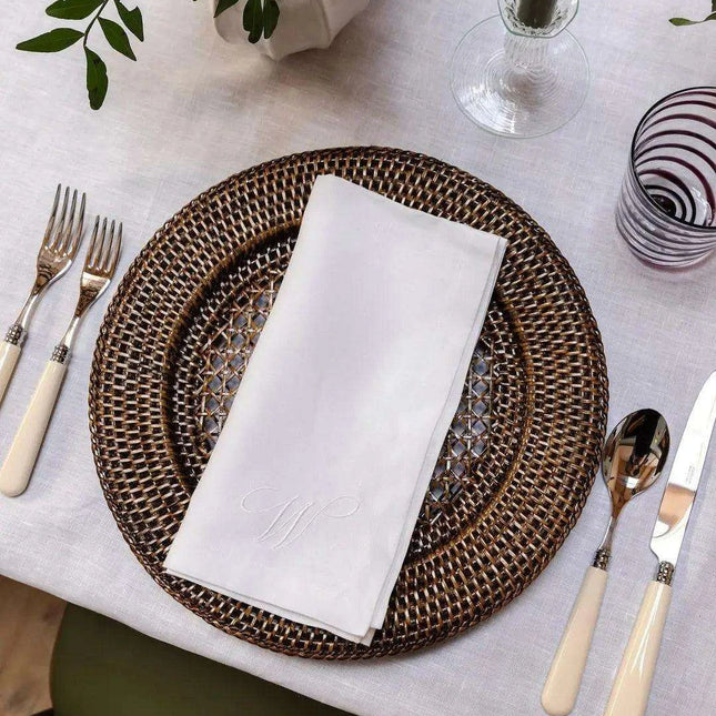 Custom Embroidered Linen Napkin Set - Luxurious Monogrammed Elegance for Any Event