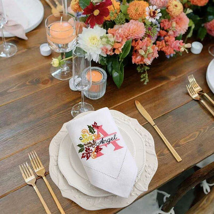Custom Embroidered Luxury Napkins with Personalized Monogram - Elegant Dining Essential - Très Elite