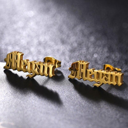 Custom Engraved Gold Stainless Steel Earrings - A Touch of Elegance and Individuality - Très Elite