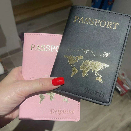 Custom Engraved Passport Holder for Adventurous Couples - Elegant Travel Essential..