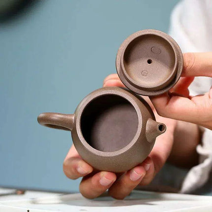 Custom Handmade 100ml Yixing Purple Clay Teapot by Artisan Pan Ruiling - Elegant Zisha Tea Infuser Set - Très Elite