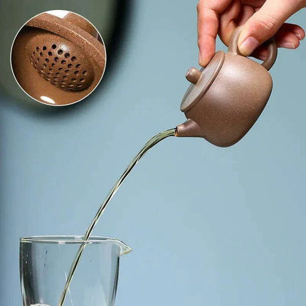 Custom Handmade 100ml Yixing Purple Clay Teapot by Artisan Pan Ruiling - Elegant Zisha Tea Infuser Set - Très Elite