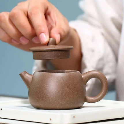 Custom Handmade 100ml Yixing Purple Clay Teapot by Artisan Pan Ruiling - Elegant Zisha Tea Infuser Set - Très Elite