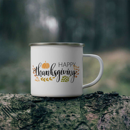 Customizable Adventure-Ready Thanksgiving Enamel Camping Mug - Sturdy and Stylish- Très Elite- Très Elite