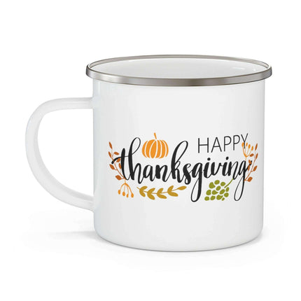 Customizable Adventure-Ready Thanksgiving Enamel Camping Mug - Sturdy and Stylish- Très Elite- Très Elite