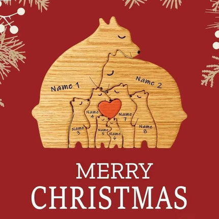 Customizable Bear Family Wooden Puzzle - A Unique Keepsake to Celebrate Family Love - Très Elite