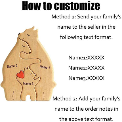 Customizable Bear Family Wooden Puzzle - A Unique Keepsake to Celebrate Family Love - Très Elite