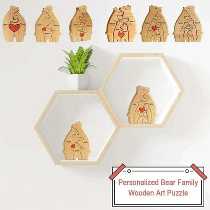 Customizable Bear Family Wooden Puzzle - A Unique Keepsake to Celebrate Family Love - Très Elite