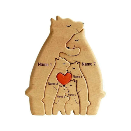 Customizable Bear Family Wooden Puzzle - A Unique Keepsake to Celebrate Family Love - Très Elite