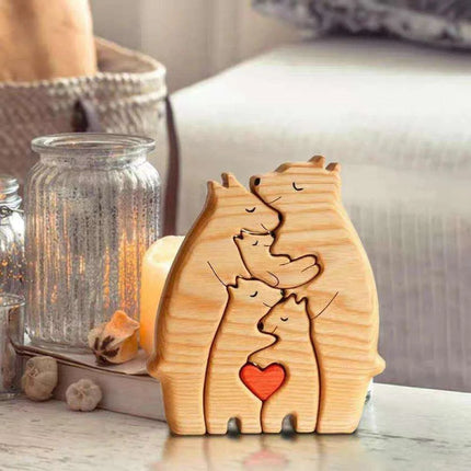 Customizable Bear Family Wooden Puzzle - A Unique Keepsake to Celebrate Family Love - Très Elite