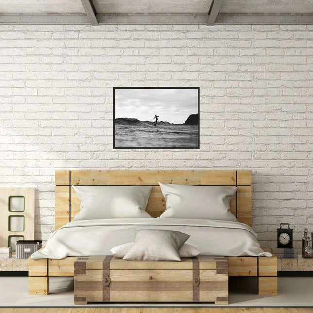 Customizable Black and White California Surf Canvas Art - Chic Beach Home Decor