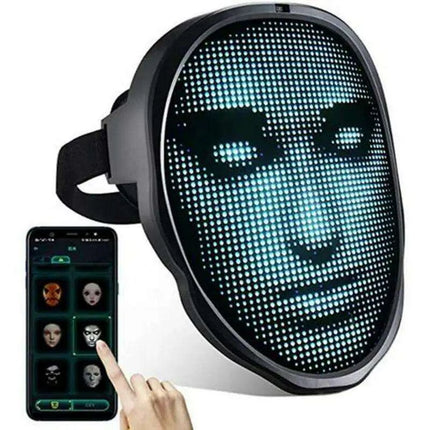 Customizable Bluetooth LED Face Masks - Vibrant Light-Up Accessories for Halloween and Party Fun - Très Elite