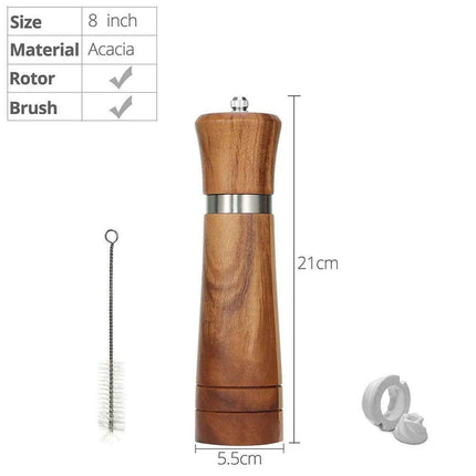 Customizable Ceramic Grinder Acacia Wood Pepper Mill for Gourmet Chefs..