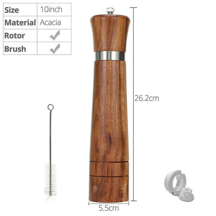 Customizable Ceramic Grinder Acacia Wood Pepper Mill for Gourmet Chefs..