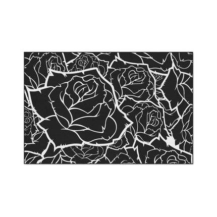 Customizable Elegant Black and White Floral Non-Slip Mat