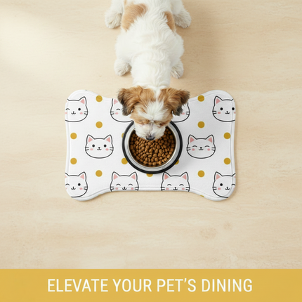 Custom Pet Feeding Mat – Non-Slip Absorbent Bone & Fish