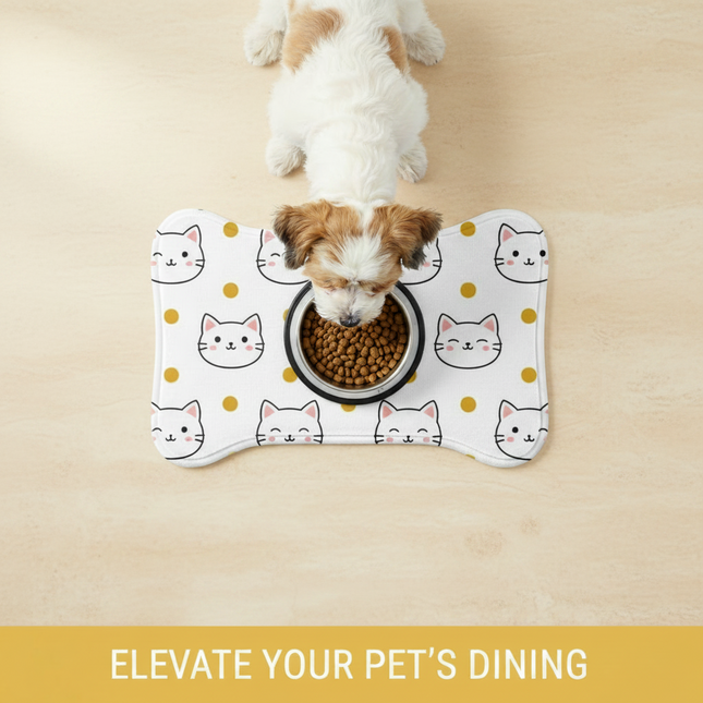 Custom Pet Feeding Mat – Non-Slip Absorbent Bone & Fish