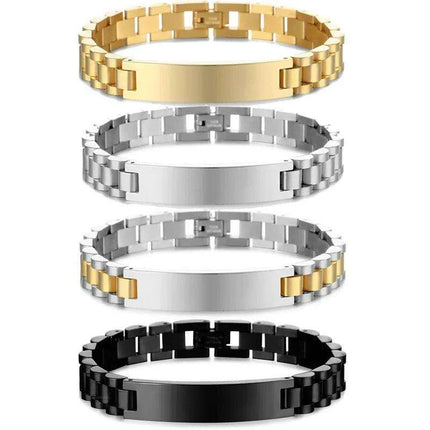 Customizable Gold Chain Nameplate Bracelets for Him and Her - Très Elite