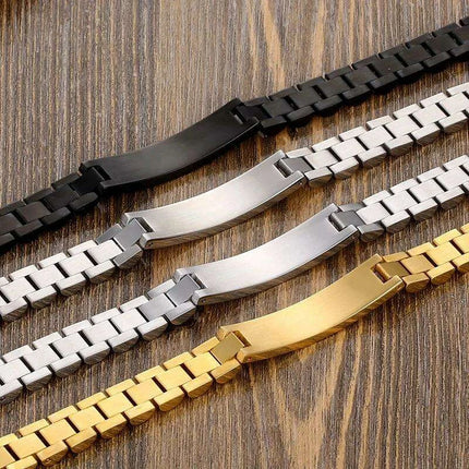 Customizable Gold Chain Nameplate Bracelets for Him and Her - Très Elite