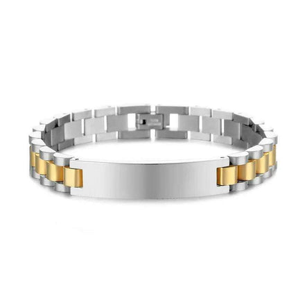 Customizable Gold Chain Nameplate Bracelets for Him and Her - Très Elite