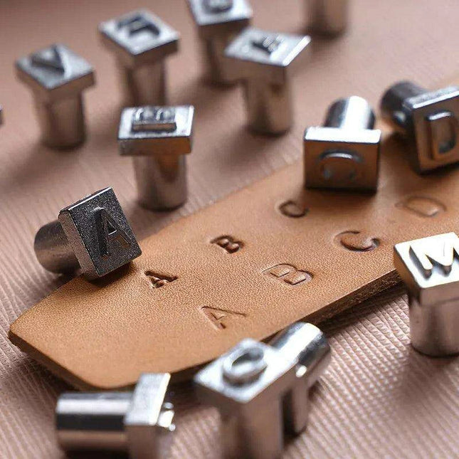 Customizable Metal Stamp Set for Leather Craft: Alphabet and Number Impressions
