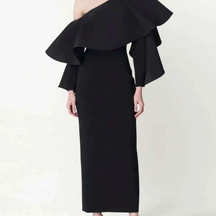 Customizable One-Shoulder Asymmetrical Ruffled Evening Gown