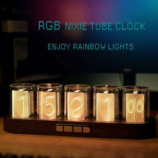 Customizable RGB LED Nixie Tube Clock - Luxurious Gift for Gamers and Stylish Desktop Decor