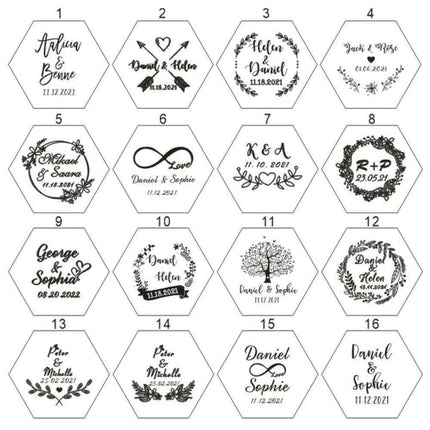 Customizable Transparent Hexagon Acrylic Ring Box with Engraved Name and Date - Elegant Jewelry Display - Très Elite- Très Elite