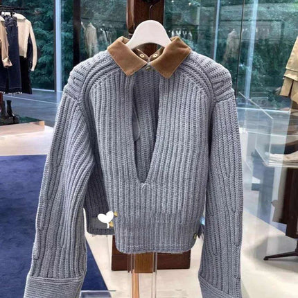 Customizable Wool Knit Pullover Jacket with Detachable Collar for Fall/Winter Trends - Très Elite