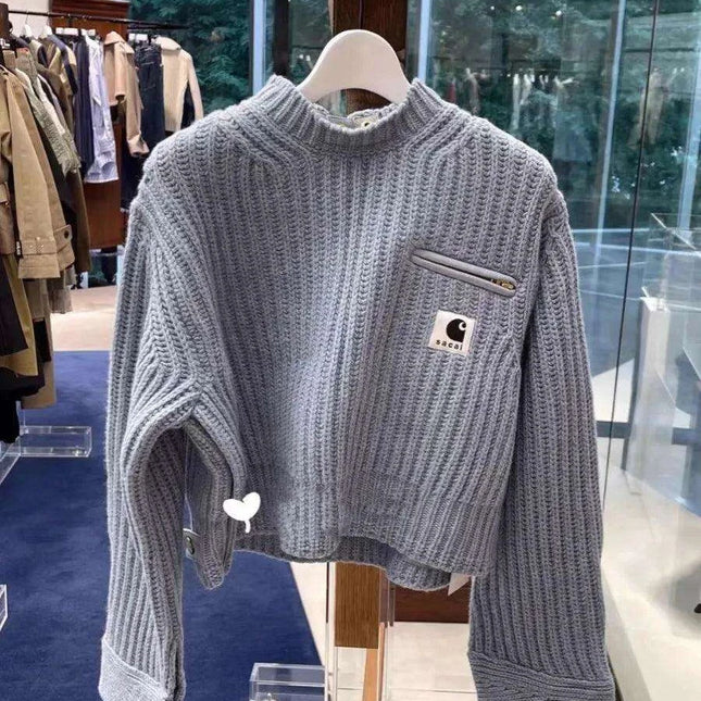 Customizable Wool Knit Pullover Jacket with Detachable Collar for Fall/Winter Trends