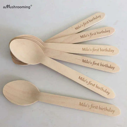 Customized 50-Piece Engraved Birch Wood Spoon Set for Special Occasions - Très Elite