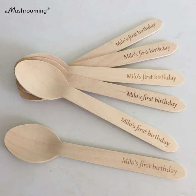 Customized 50-Piece Engraved Birch Wood Spoon Set for Special Occasions