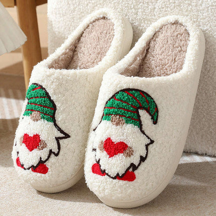 Cute Cartoon Santa Claus Home Slippers Couple Indoor Floor Bedroom Slipper Christmas Warm Shoes Women Men - Très Elite