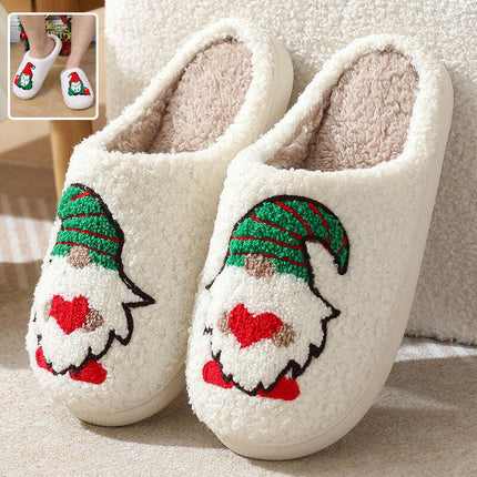Cute Cartoon Santa Claus Home Slippers Couple Indoor Floor Bedroom Slipper Christmas Warm Shoes Women Men - Très Elite