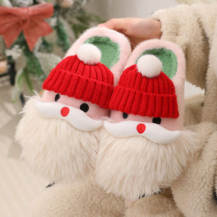 Cute Christmas Santa Claus Home Slippers Winter Warm Indoor Non-slip Floor Plush Shoes For Women - Très Elite