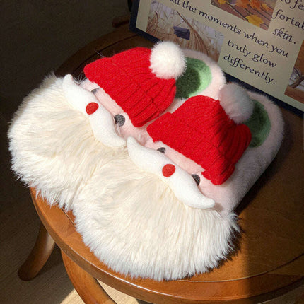 Cute Christmas Santa Claus Home Slippers Winter Warm Indoor Non-slip Floor Plush Shoes For Women - Très Elite