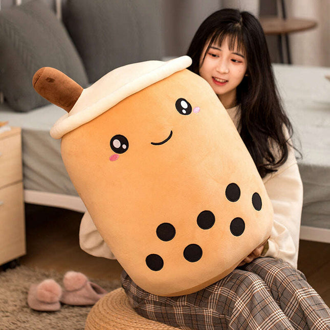Cute Fruit Drink Plush Stuffed Soft Strawberry Milk Tea Plush Boba Tea Cup Toy Bubble Tea Pillow Cushion Kids Gift- Très Elite- Très Elite
