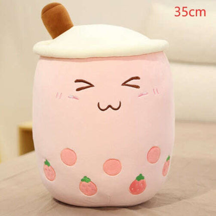 Cute Fruit Drink Plush Stuffed Soft Strawberry Milk Tea Plush Boba Tea Cup Toy Bubble Tea Pillow Cushion Kids Gift- Très Elite- Très Elite