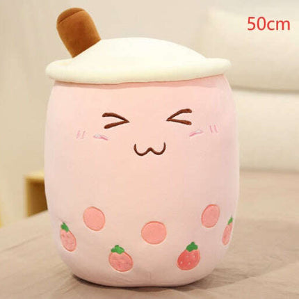 Cute Fruit Drink Plush Stuffed Soft Strawberry Milk Tea Plush Boba Tea Cup Toy Bubble Tea Pillow Cushion Kids Gift- Très Elite- Très Elite