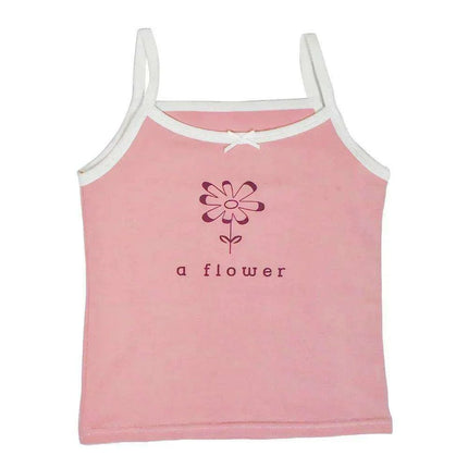 Cute Pink Cotton Sleeveless Summer Tank Top for Girls Aged 3-8 Years - Très Elite