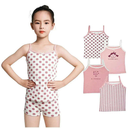 Cute Pink Cotton Sleeveless Summer Tank Top for Girls Aged 3-8 Years - Très Elite