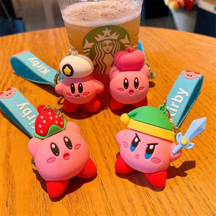 Cute Pink Kirby Keychain with Waddle Dee Doo Design - Perfect Gift for Kids and Anime Fans - Très Elite