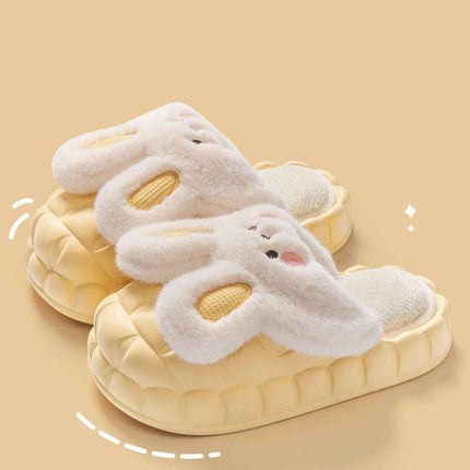 Cute Rabbit Shoes Winter Fuzzy Slippers Women Detachable Washable House Shoes - Très Elite