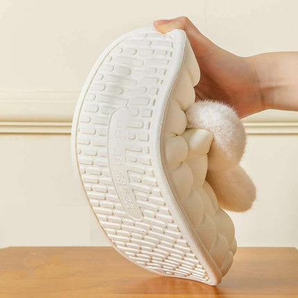 Cute Rabbit Shoes Winter Fuzzy Slippers Women Detachable Washable House Shoes - Très Elite