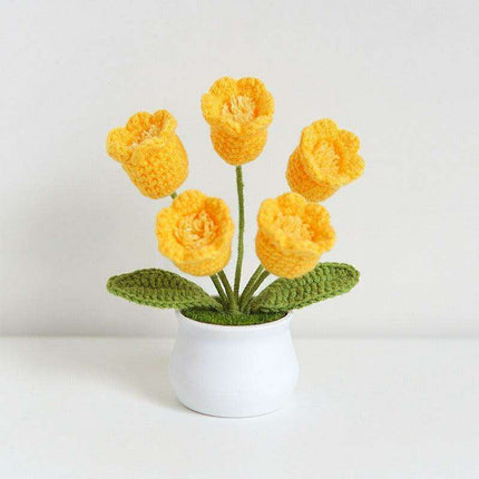Handcrafted Korean Wool Sunflower Arrangement for Chic Home Elegance