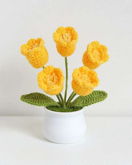 Handcrafted Korean Wool Sunflower Arrangement for Chic Home Elegance